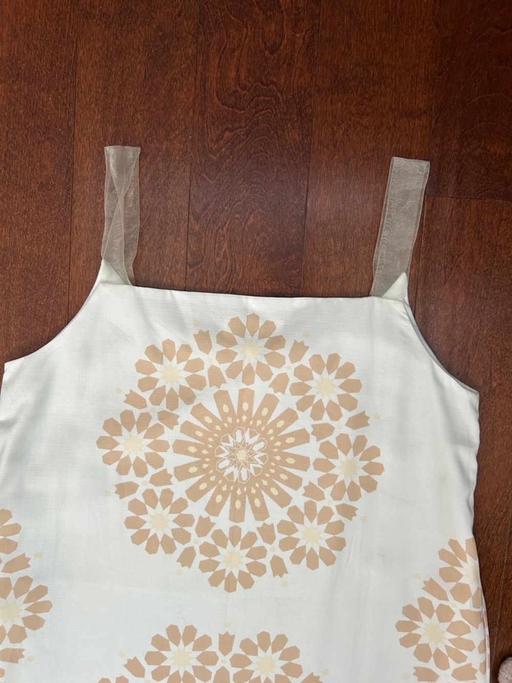Commense Cream Mini Dress with Tan Floral Border - Picture 9 of 12
